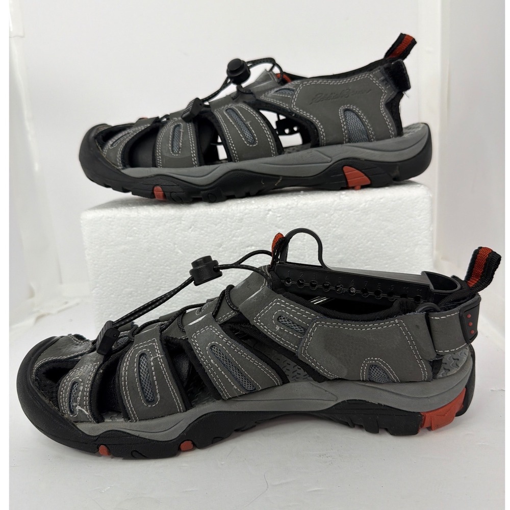 Eddie Bauer Tommy Mens Grey Leather Closed Toe Fisherman Sandals Size 11